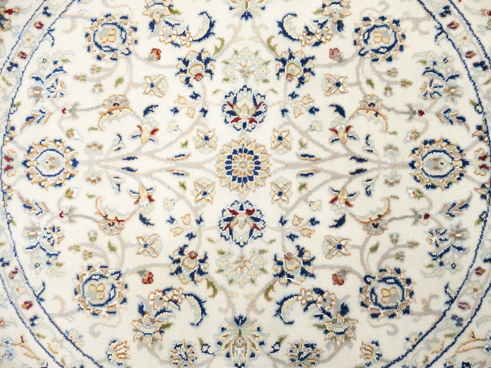 4×4 Handmade Indo-Nain Round Oriental Rug Floral Design Wool Carpet