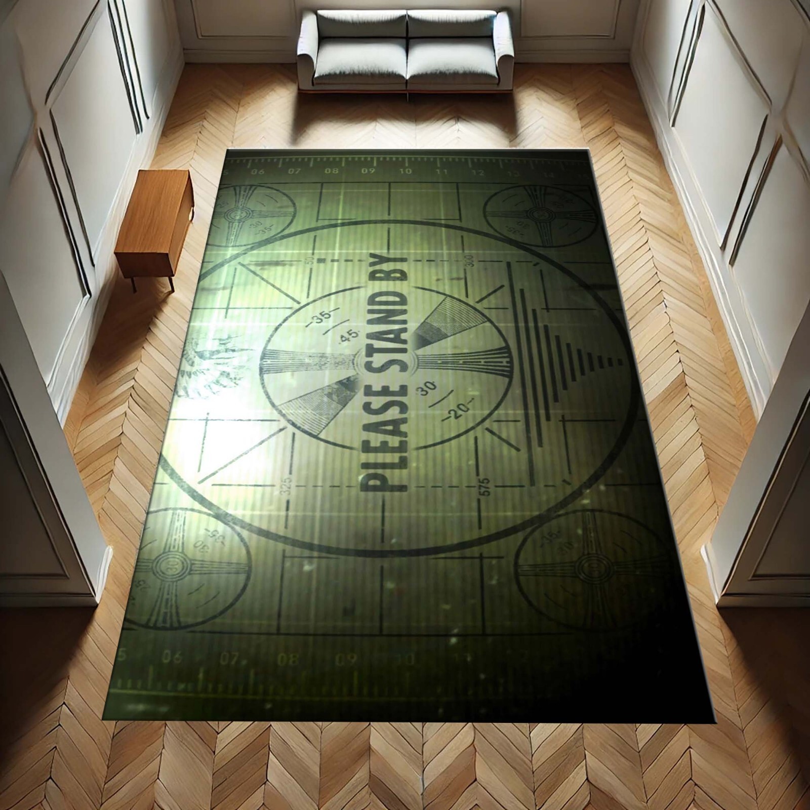 Please Stand By Rug, Gamer Decor, Retro TV Halı, Video Game Carpet, Gaming Room