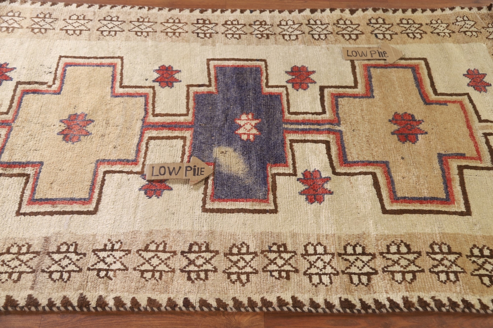 Vintage Ivory Wool Handmade Geometric Gabbeh Area Rug 4×7 Tribal Traditional Rug