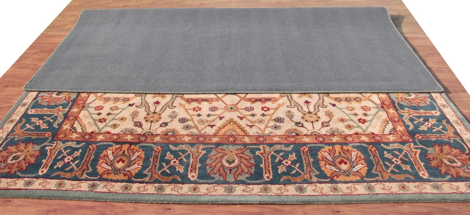 Eva Oriental Blue & Beige Oushak HandTufted 100% Wool Soft Area Rug Carpet rug