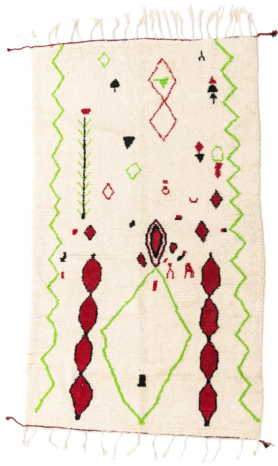 Modern Design Moroccan Rug Color Black, Red, Green Handmade Carpet Rug