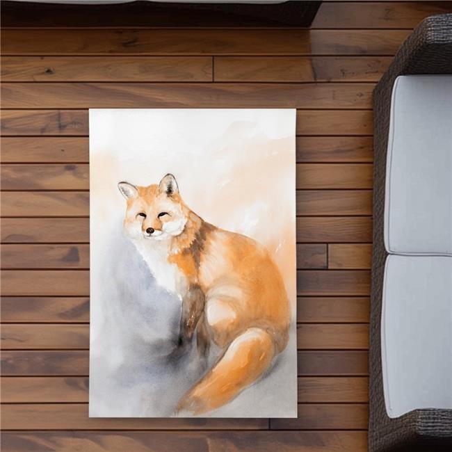 2×3 ft. Watercolor Fox – Blue Outdoor Area Rug for Home Decor – Rectangle
