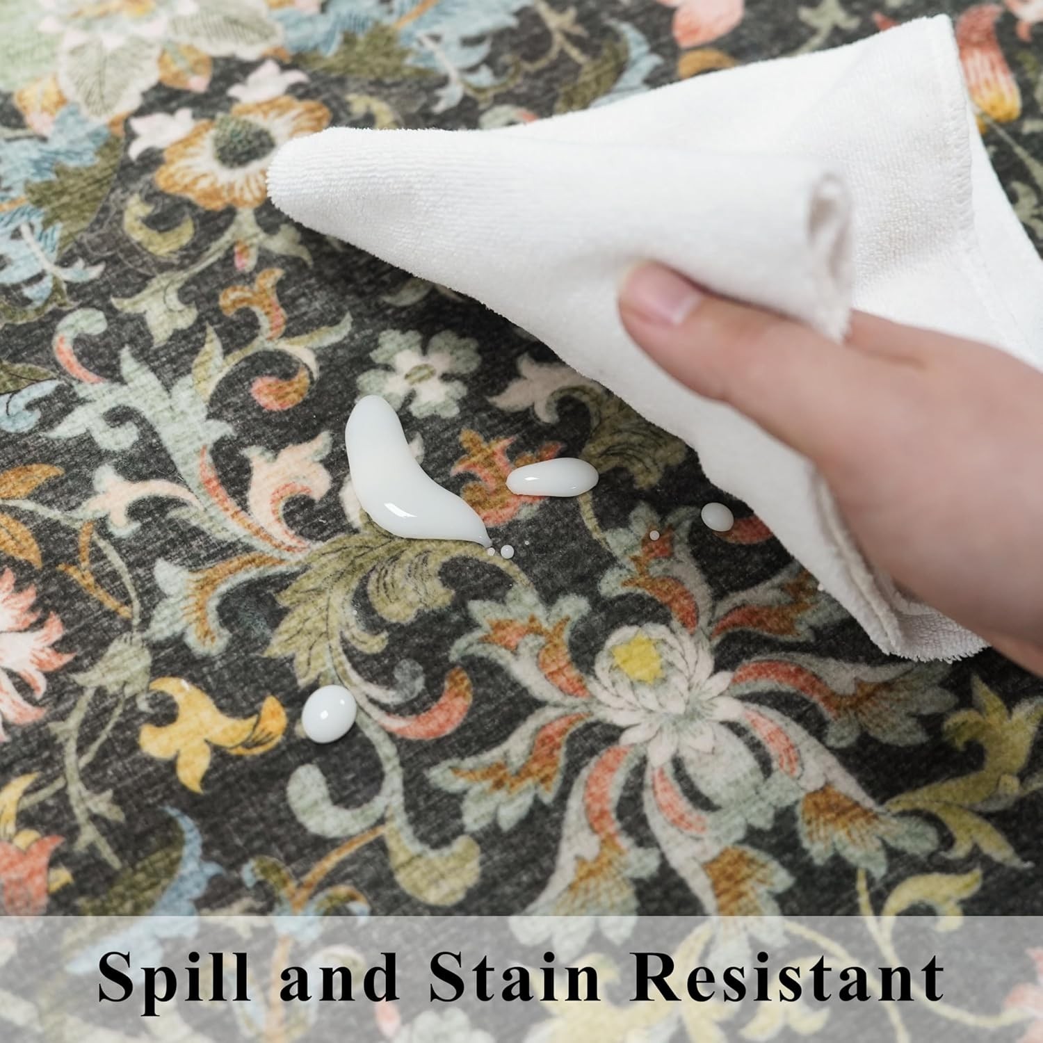 Hallway 2×5 Washable Runner Rug: Oriental Floral Stain Resistant Rug for Entr…