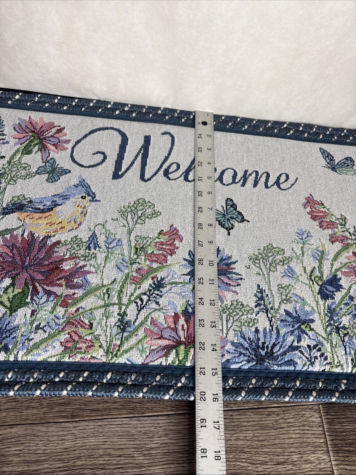 Gold Coast Welcome Tapestry Comfort Rug With Braided Trim-Floral Bird Butterfly