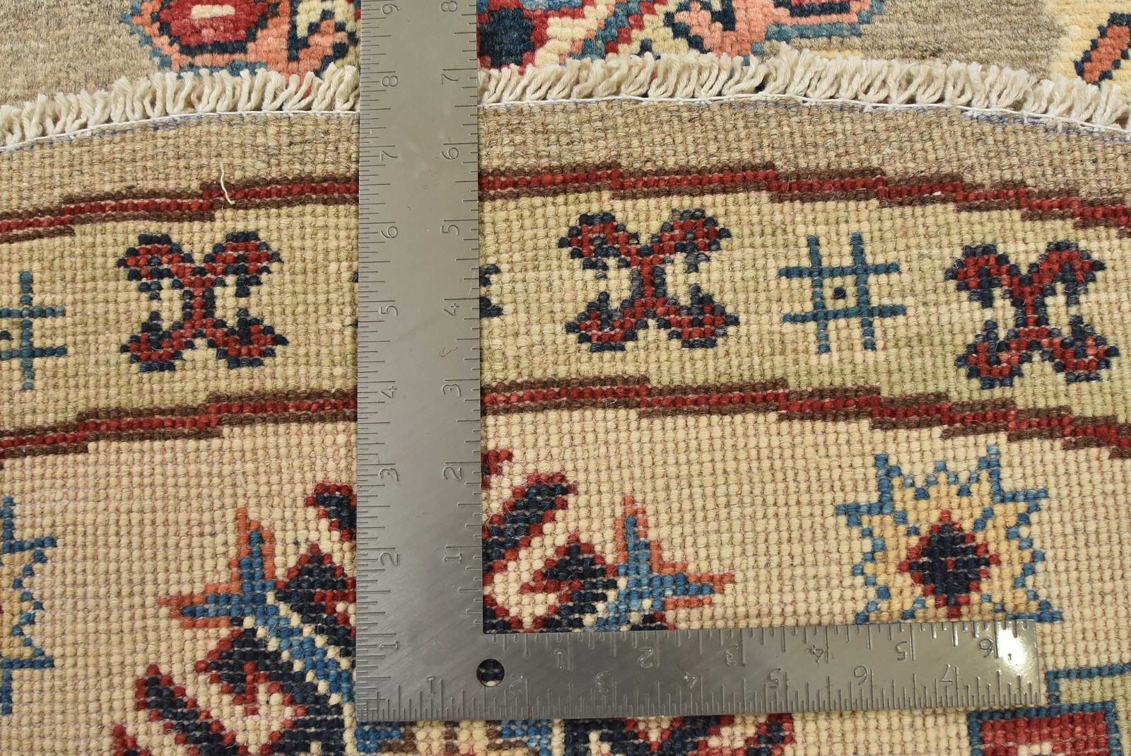 Kazak Rug 7’11” x 7’10” Round Brown Wool Tribal Hand-Knotted Oriental Carpet