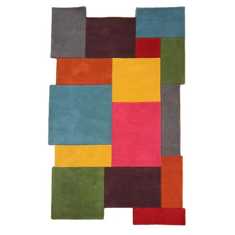 Modern hand tufted Multicolor Carpets Hand Tufted Wool Multi Color Carpet Area