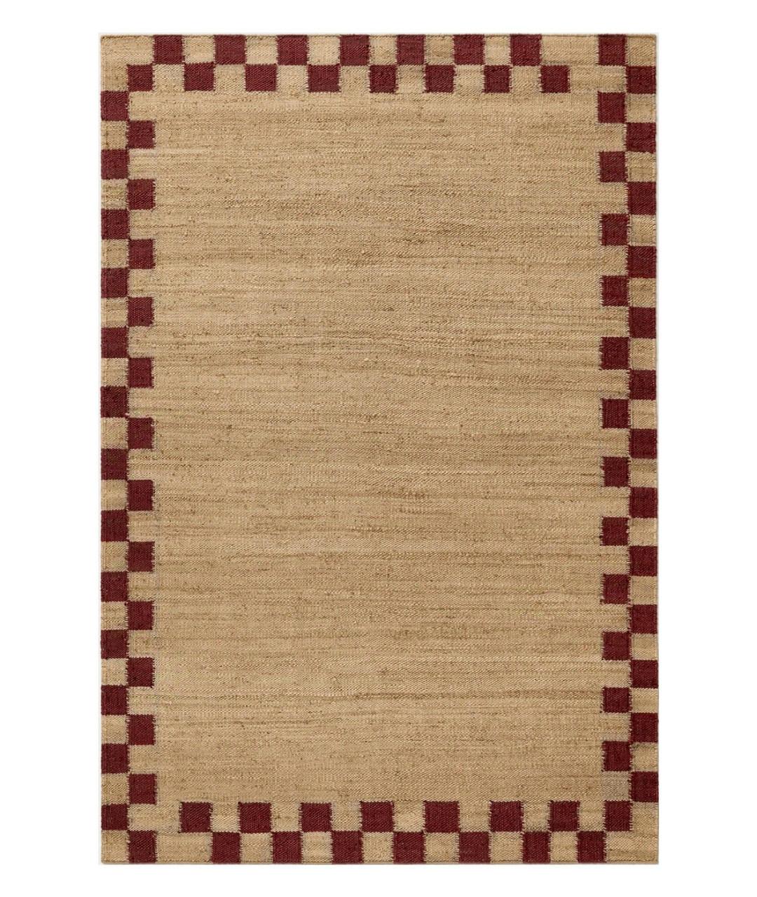 Handmade Checkered Jute Rug, Flatweave Jute Rug, Runner Rug ,Custom Jute Rug