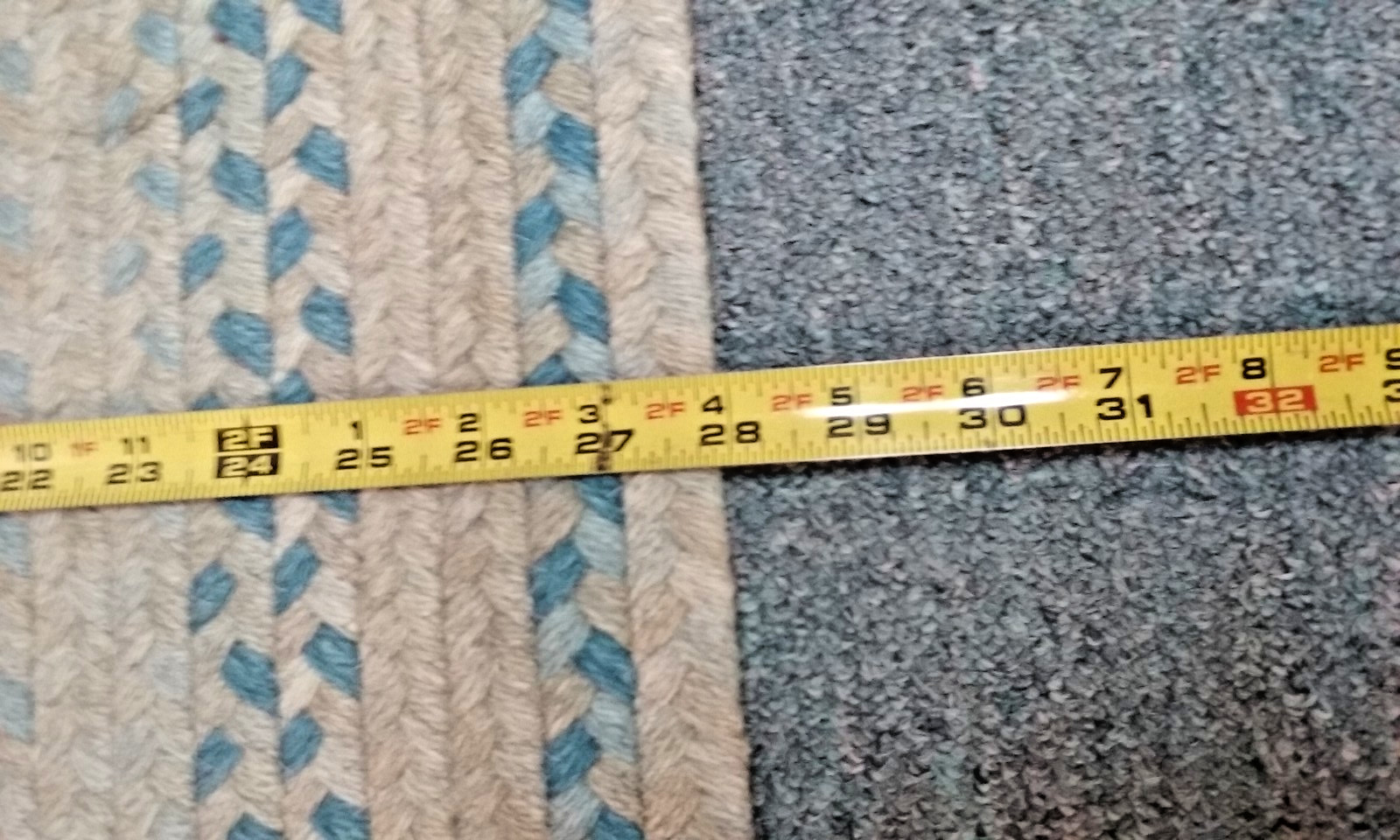 vintage long Oval Braided Runner Hallway Rug 106″ x 28″ great for Wood Floors
