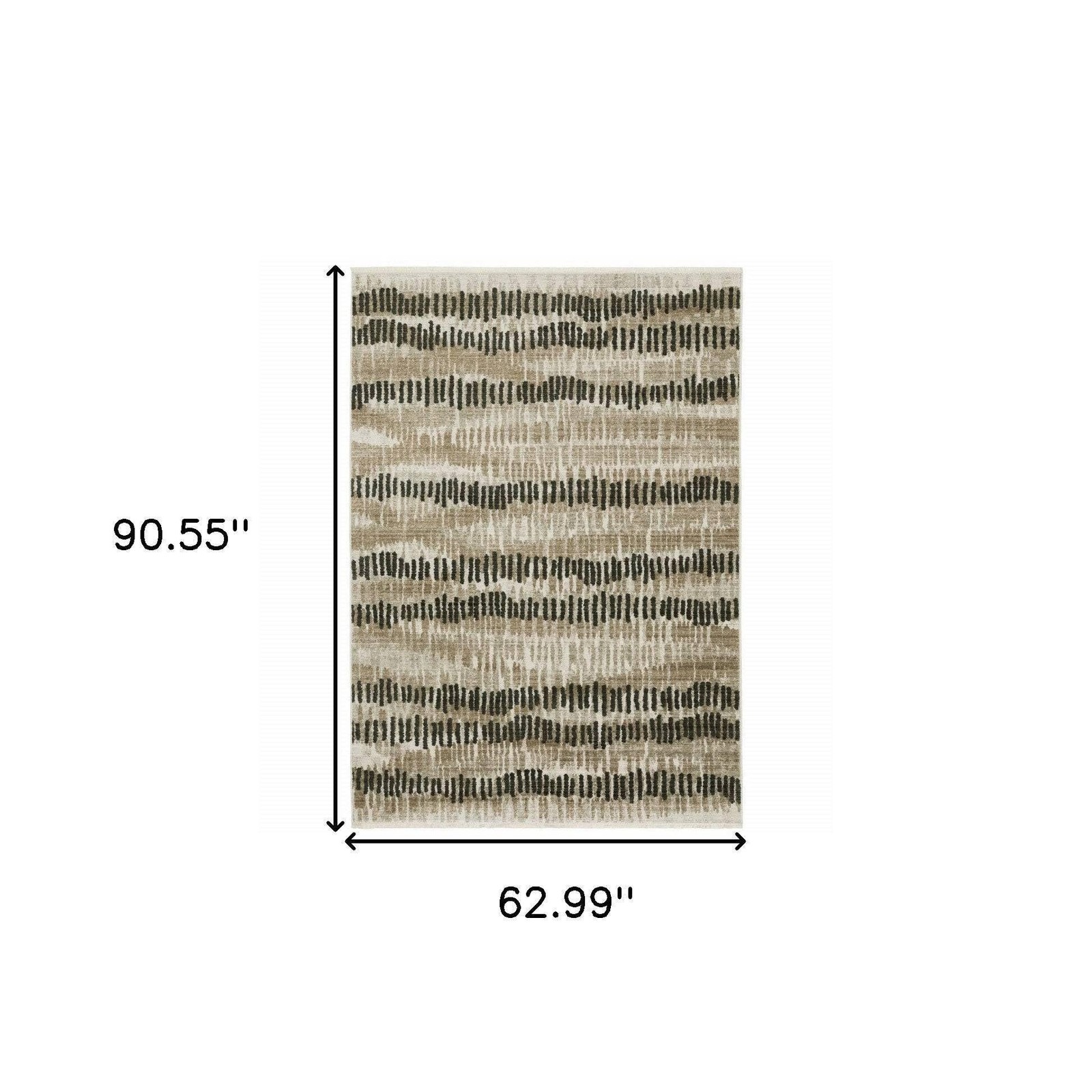 5′ X 8′ Beige Ivory Charcoal Brown Tan And Grey Abstract Power Loom Stain