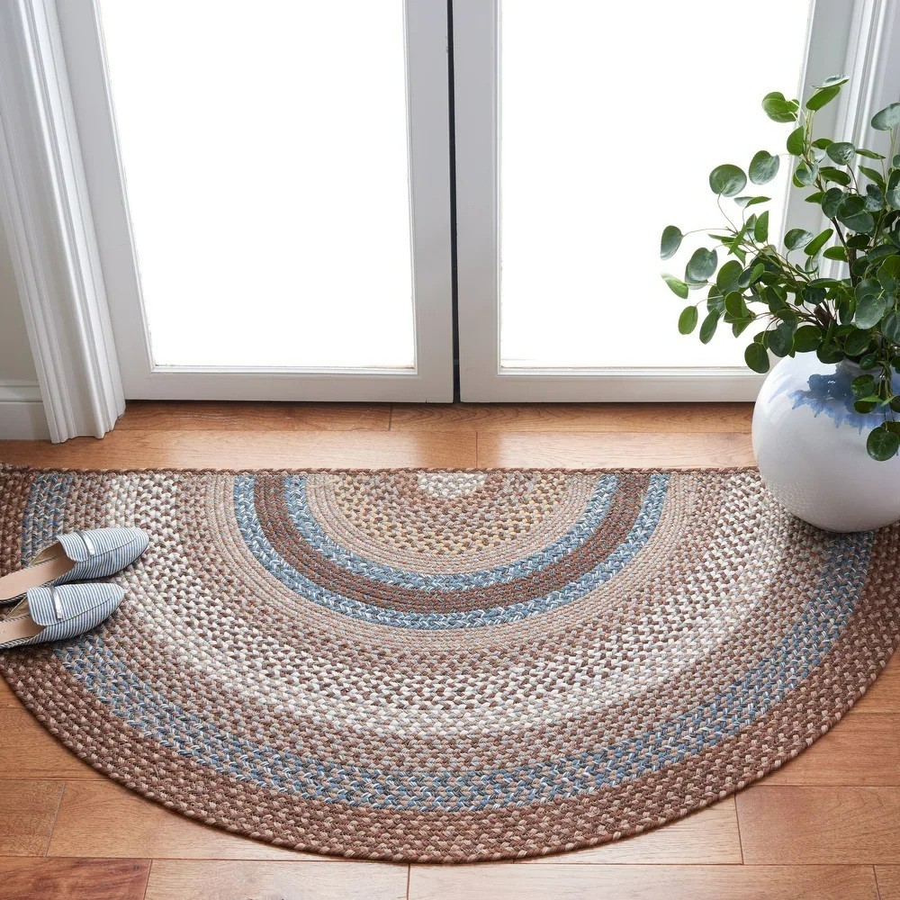 8 x 10 Handmade Braided Runner Rug Farmhouse Rustic Brown Hallway Carpet Accent