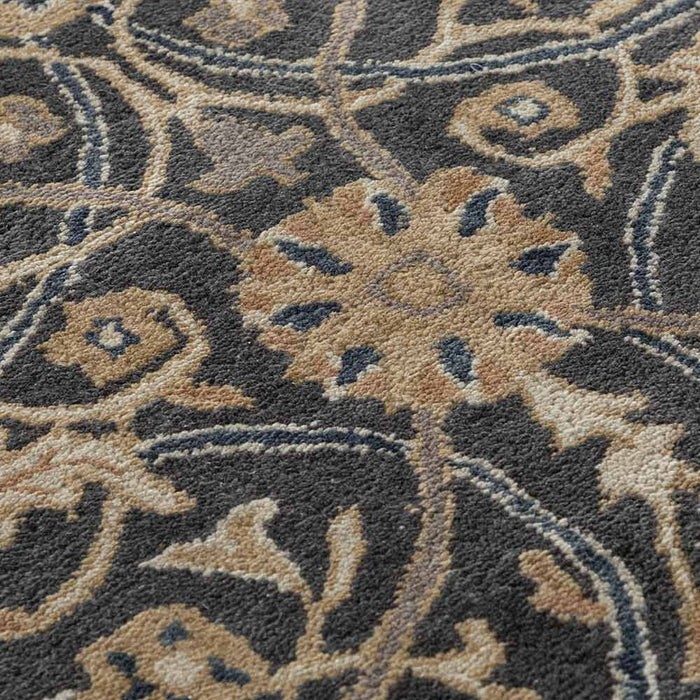 Navy Blue Floral Wool Rug Handmade Tufted Vintage Traditional Area Carpet