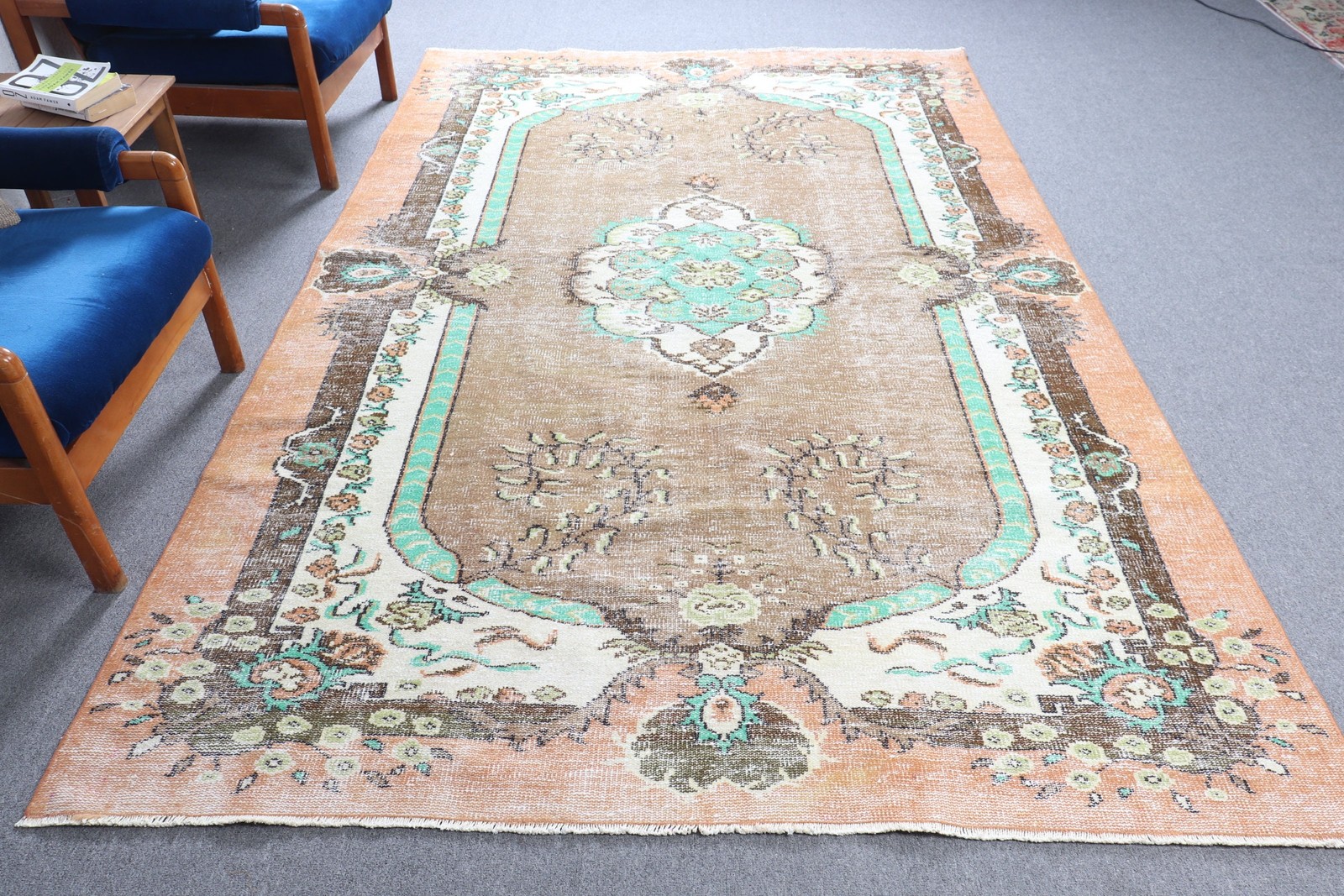 Vintage Rug 6,2×9,9 ft (190×303 cm), Brown Patchwork Turkish Rug