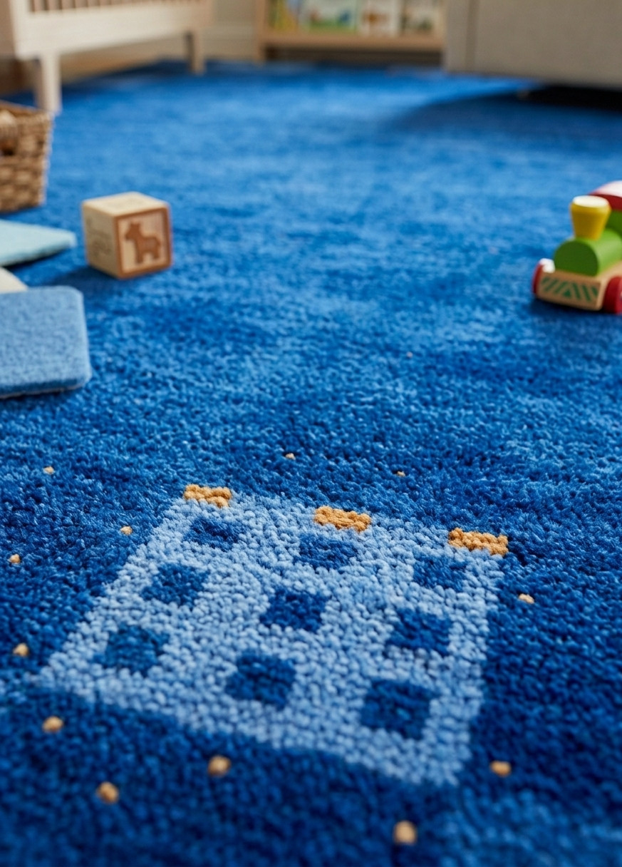 Handloom Gabbeh Wool Rug – Cobalt Blue Sky Minimalist Area Rug for Living Room