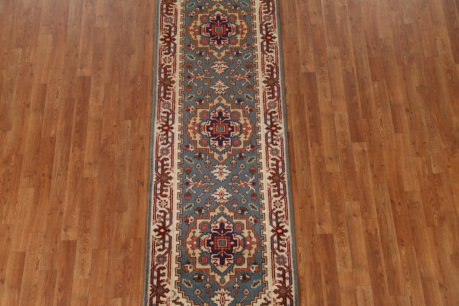 Timeless Charm Heriz Serapi Indian Hand-Knotted Hallway Runner Rug 3×8 ft