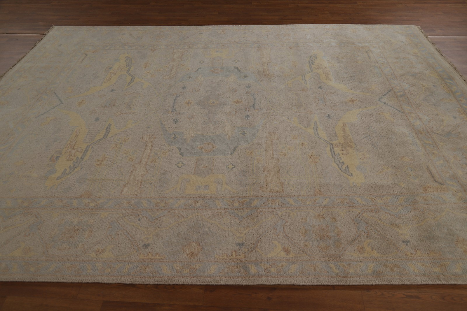 Earth Tone Camel Oushak Style Area Rug 8×10 Ft Hand-Knotted Indian Wool Carpet