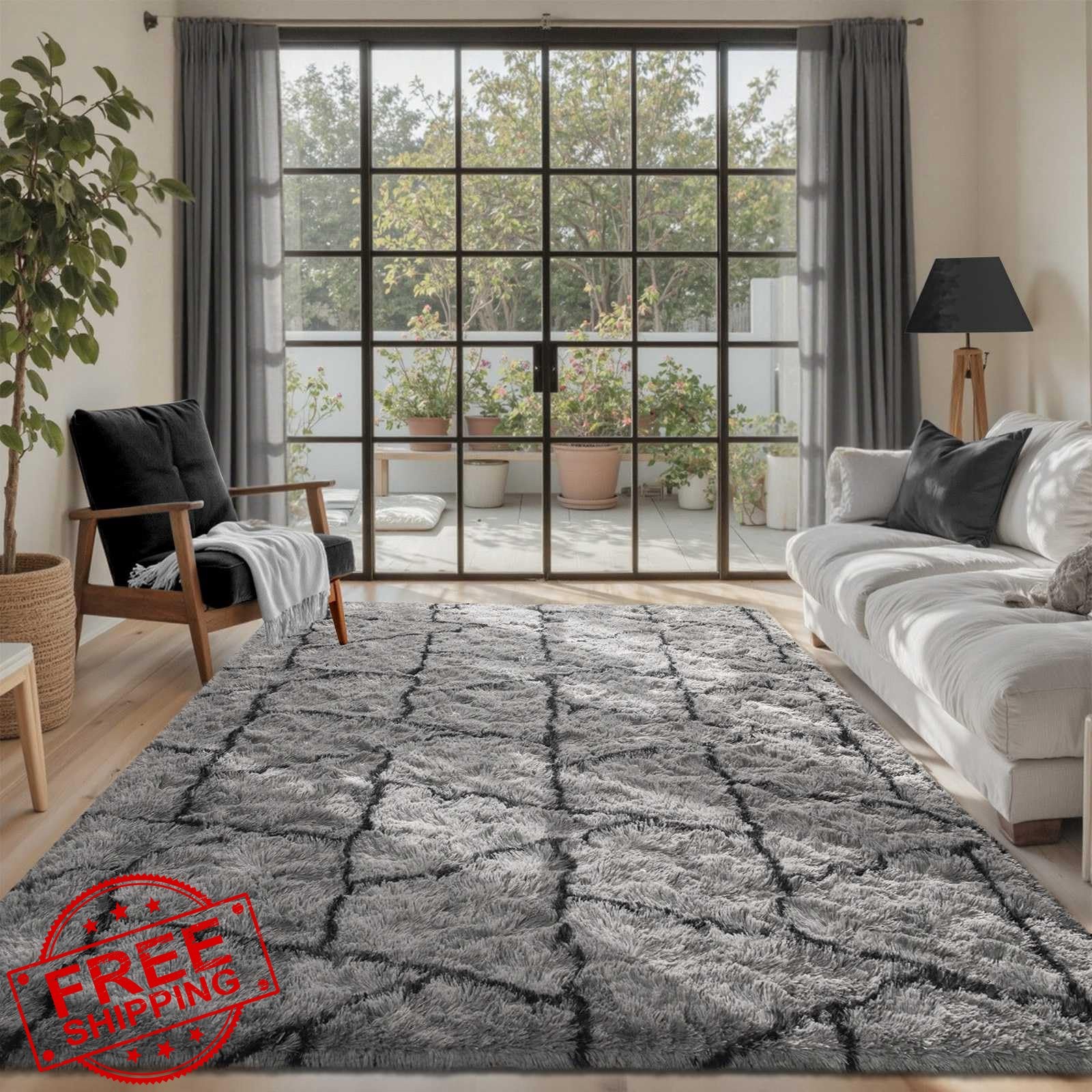 LòutiRoot Home Greyback 5×7 Fuzzy Rug