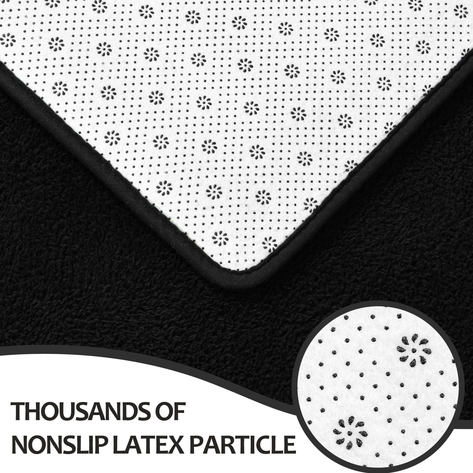 4×6 Black Memory-Foam Washable Area Rug for Bedroom Living Room | Solid