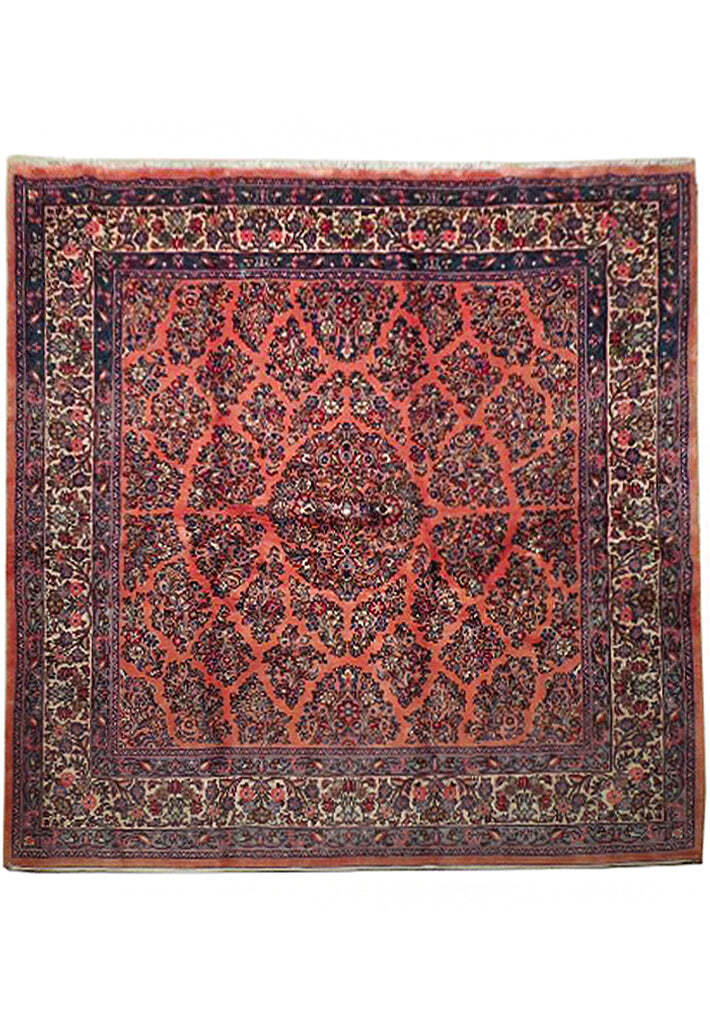 7′ x 7′ Salmon Fine Traditional Saroouk Rug 72318