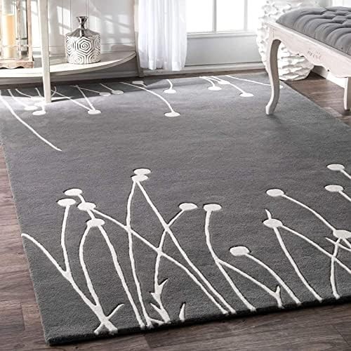 Space Adventure Kids Area Rug, Hand Tufted Navy Blue and Grey Carpet with Astron