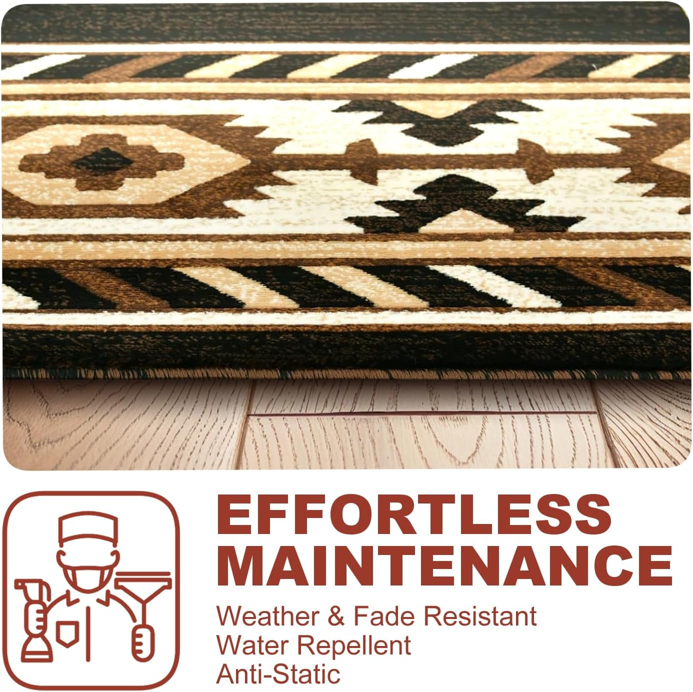 Southwestern Area Rug – anti Static & Washable – Black, 8 Ft X 10 Ft | Soft Nati