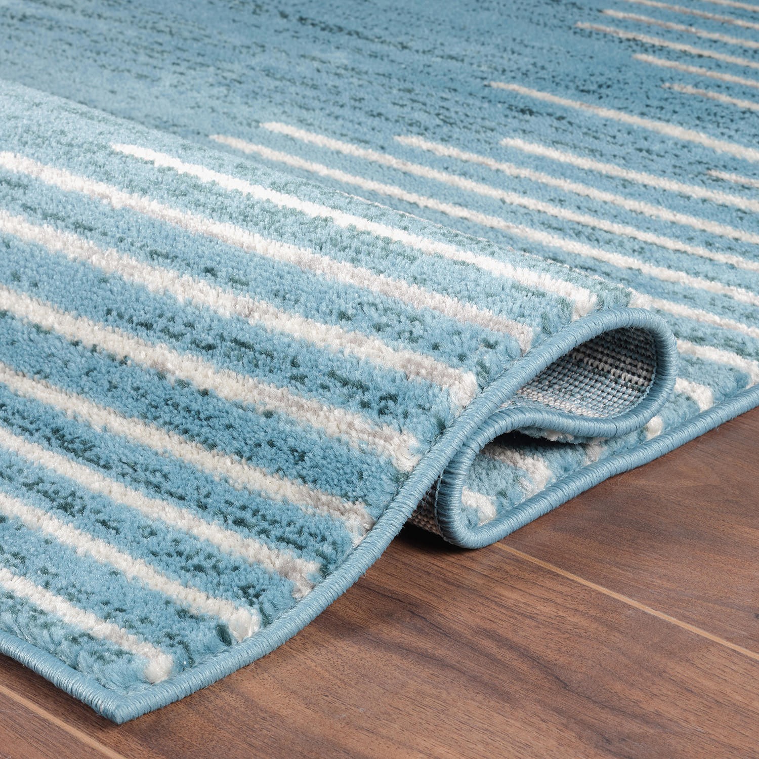 Rugshop Area Carpets Bohemian Stripe Jute Rug Carpets for Living Room Blue Rug