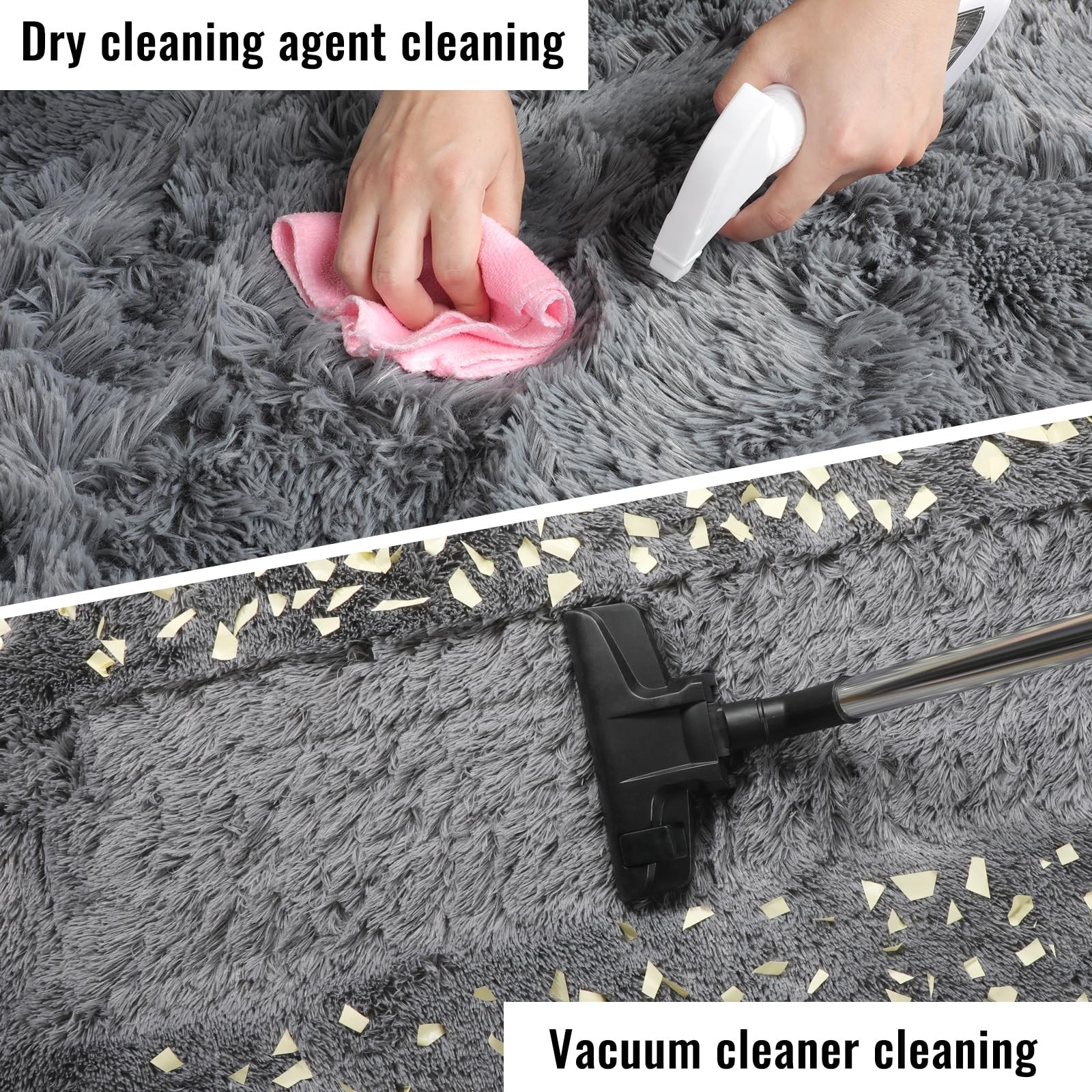 PAGISOFE Grey Fluffy Rugs for Bedroom 4×6 Area 4′ x 6′ (Rectangular), 2-
