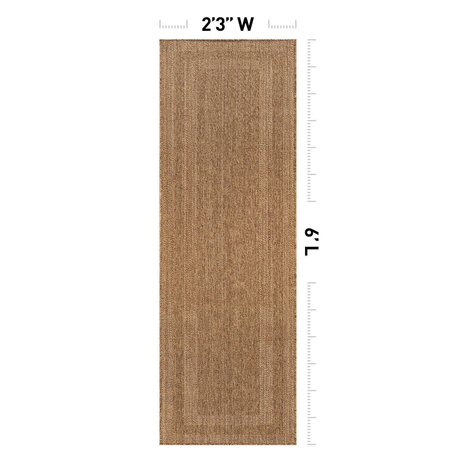 Geometric Border Indoor Outdoor Flat Woven Runner Rug,Natural Jute-Style,Easy…