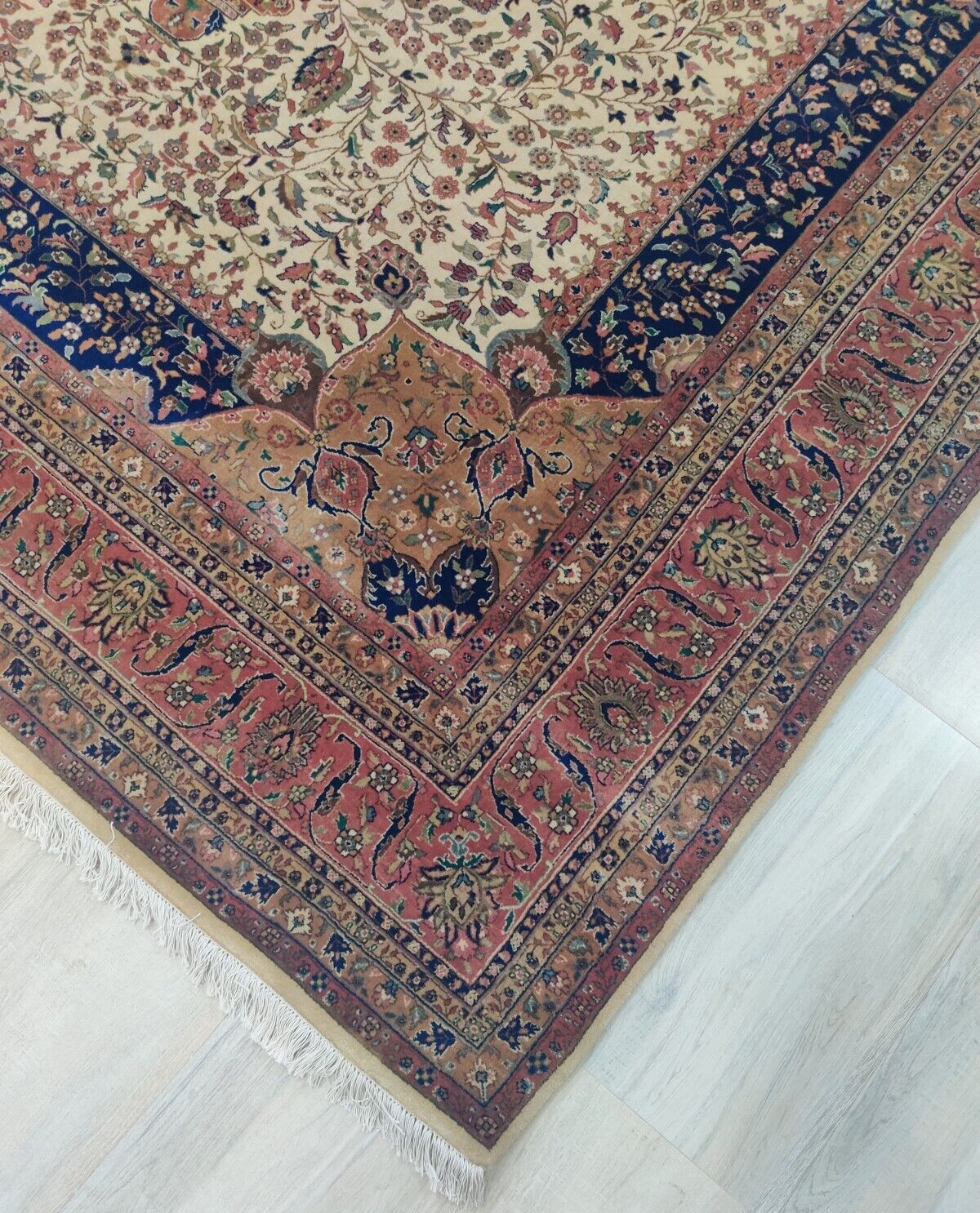 250×300 cm Wool Traditional Handmade Area Rugs Medallion Beige Rust Knotted Rugs