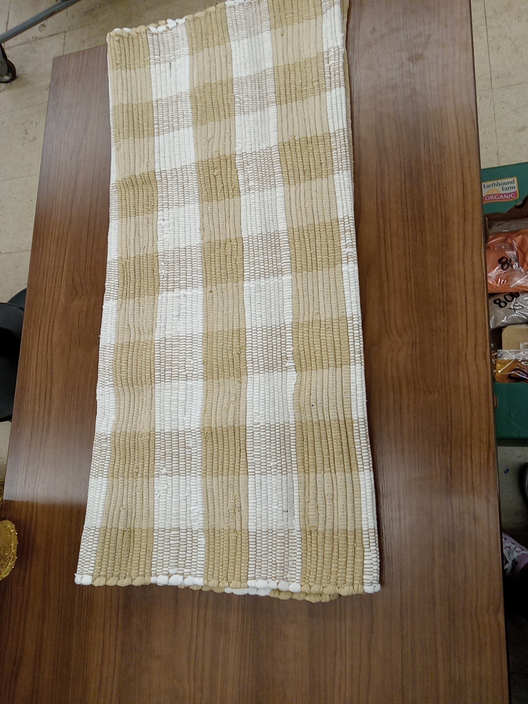 Glamburg Tan And White Outside Rug Size 36in X 67in