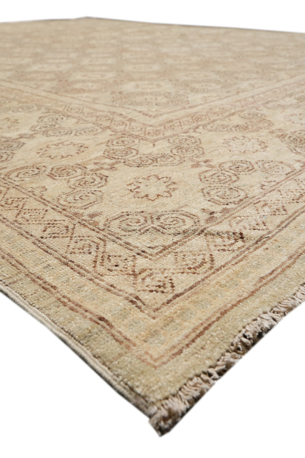 8.1 x 9.5 New Zigler Chobi Peshawar Rug Hand-knotted in Pakistan Neutral #F-4346
