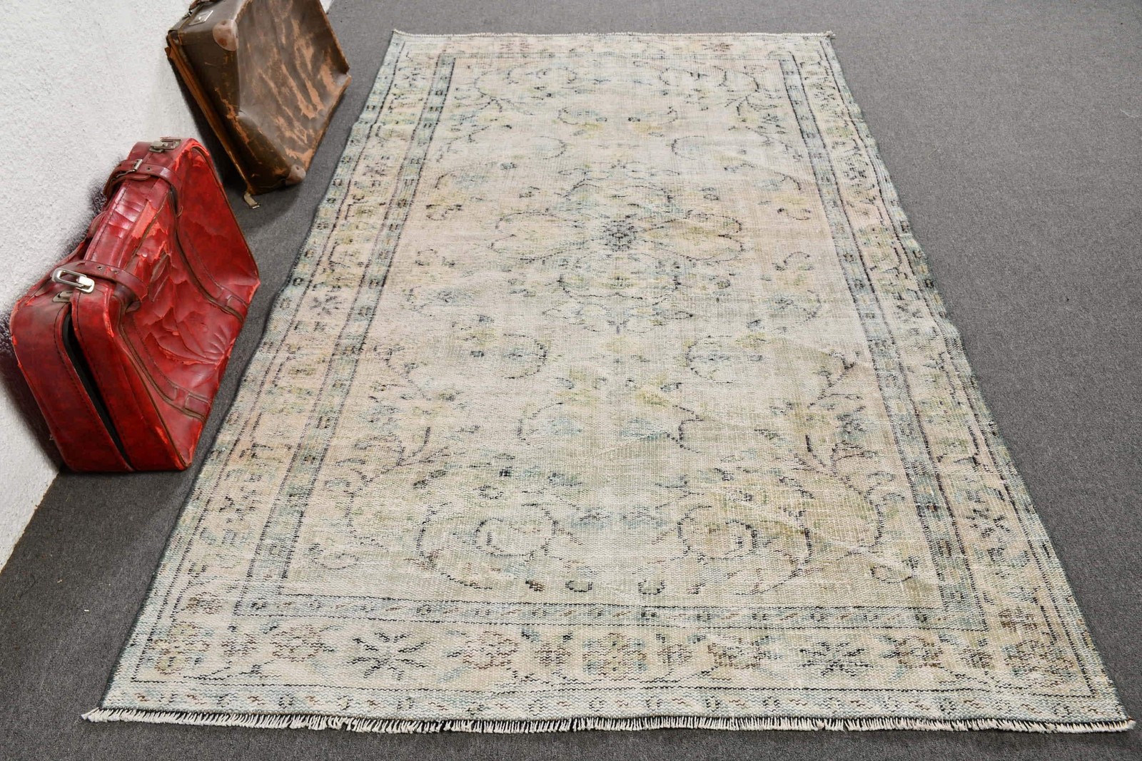 5,2×8,5 ft Vintage Turkish Rug, Large Rug, Gray Wool Rug