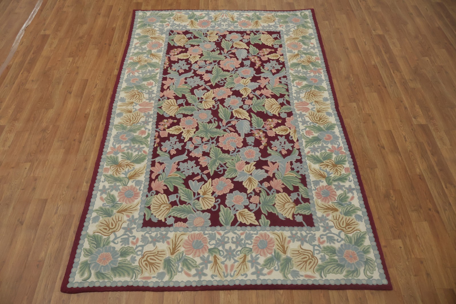 Needle-Point Tapestries Floral Oriental Rug 5×8 Wool Hand-made Chinese Carpet