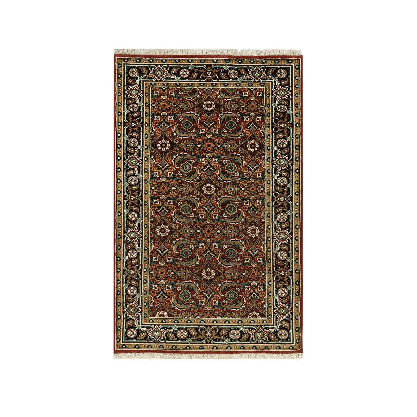 3’1″x5’5″ Caliente Red Fish Herati Design Wool Hand Knotted Rug R90441