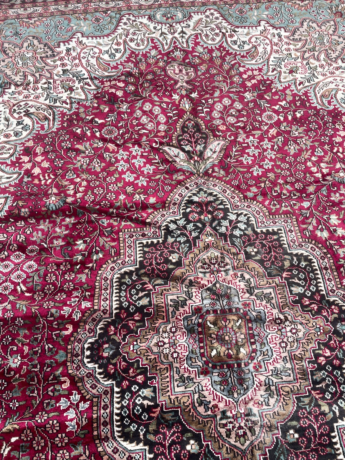 Fine Hand-Woven Silk and Wool Area Rug, 9.9′ x 14.4′