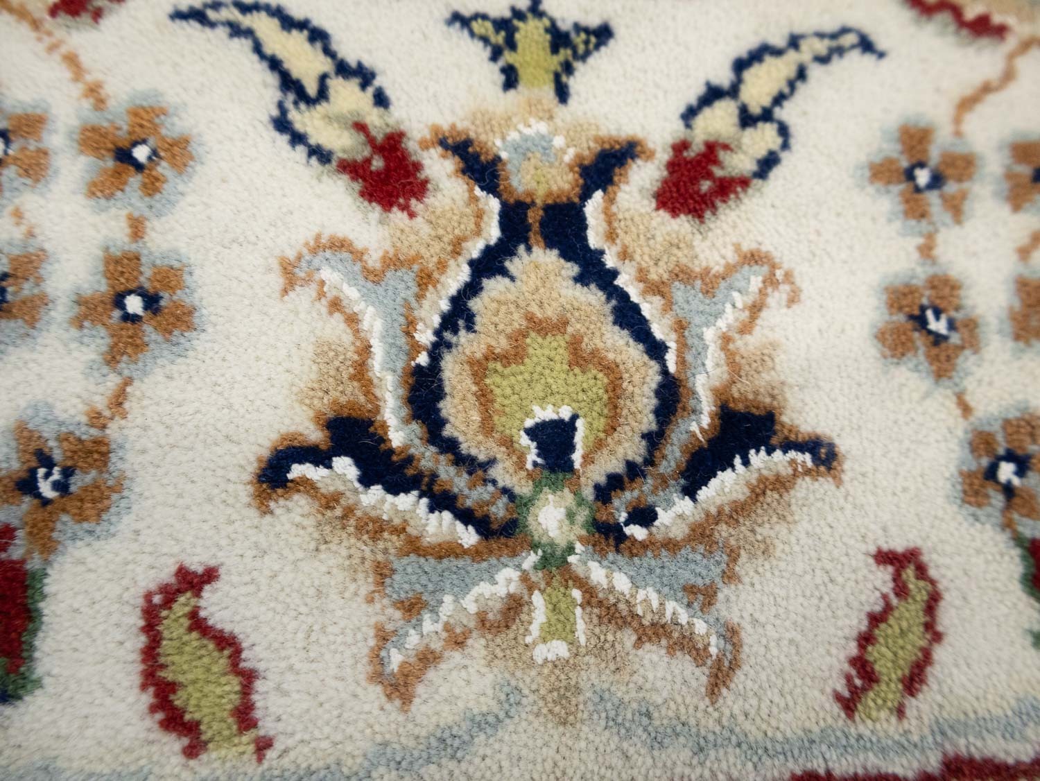 5×5 Handmade Indo-Nain Oriental Round Rug Floral Style Entryway Carpet