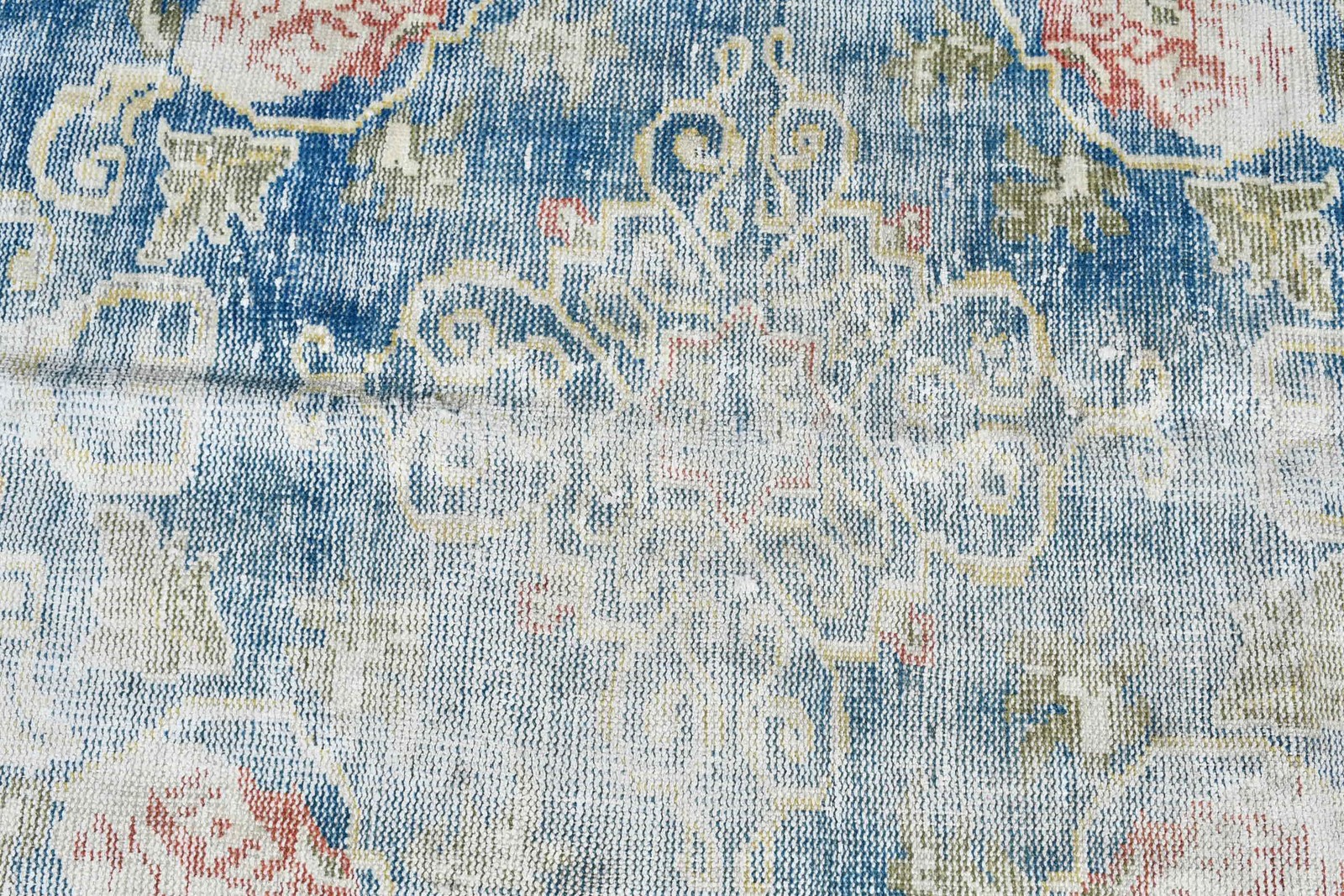 Turkish Vintage Rug, Area 5,4×7,3 ft (166×223 cm) Rug, Blue Floral Wool Rug