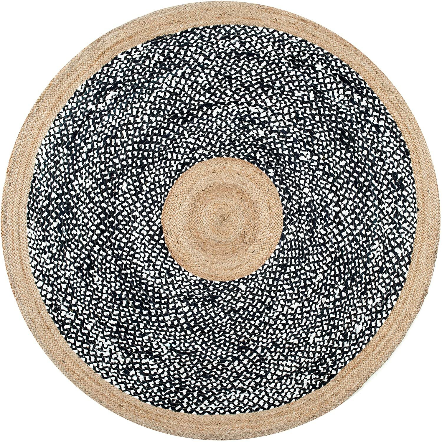 Rug 100% Natural Jute & cotton Braided Style Carpet Rustic Modern Look Hemp Rugs