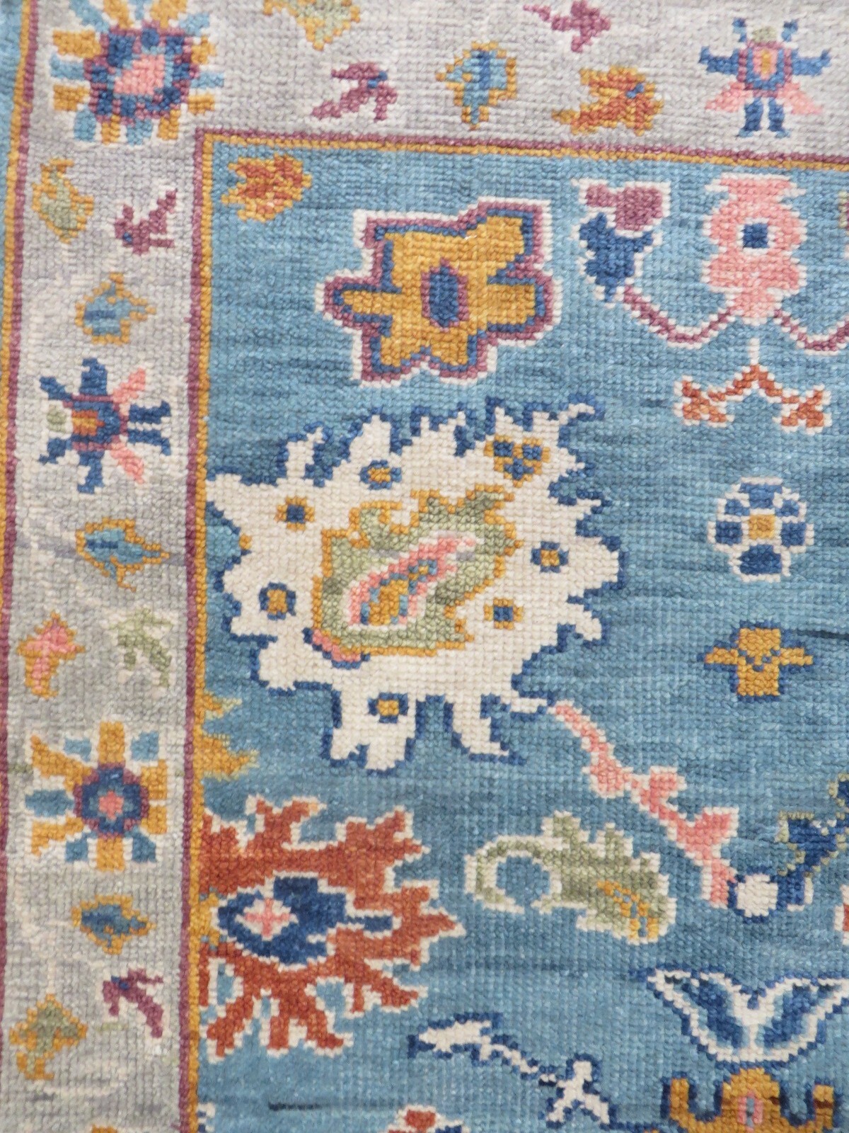 3’3 x 5 Hand Knotted Denim Blue Colorful Oushak Oriental Rug G13908