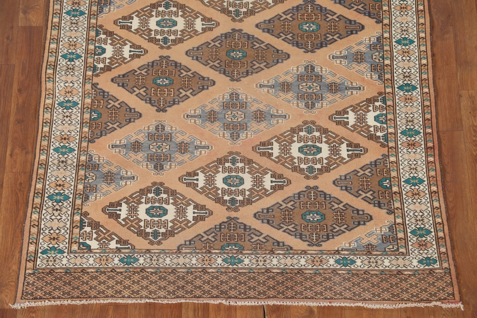 Vintage Geometric Turkoman Tribal Area Rug 4’x6′ Wool Hand-knotted Nomad Rug