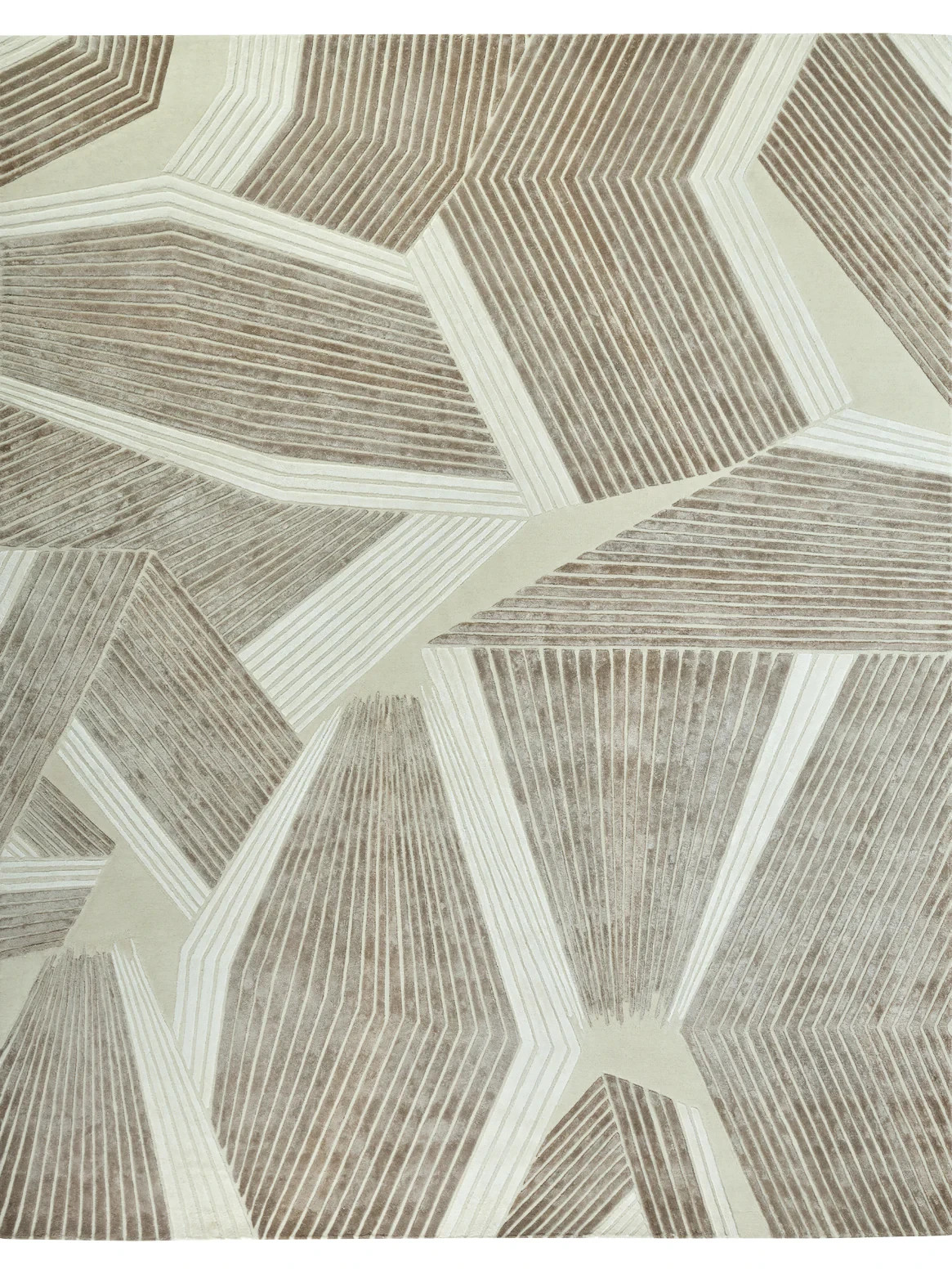 Contemporary Architectural Prism Rug – Hand-Finished Textured Linework in Mink