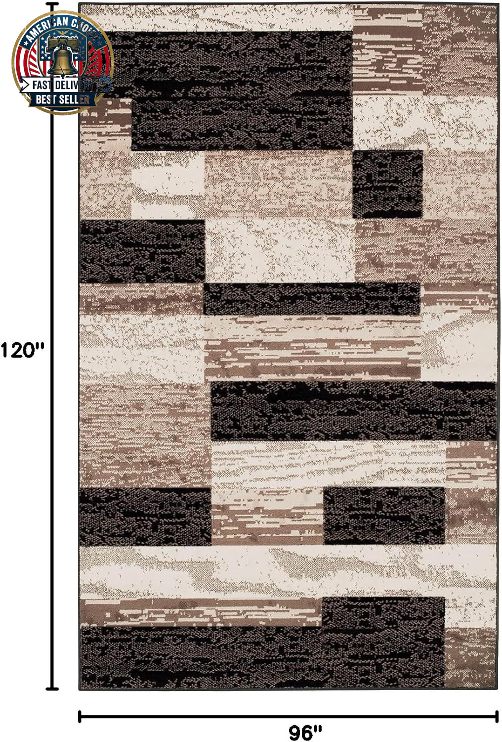 Rockwood Modern Geometric Indoor Area Rug, 8’X10′, a Chocolate | Easy Care Jute