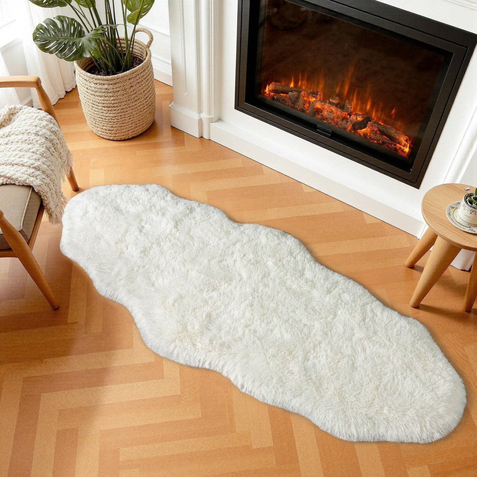 Runner Rug for Bedroom Hallways, 2×5 Fluffy Shag Throw Rug for Bedside, Soft