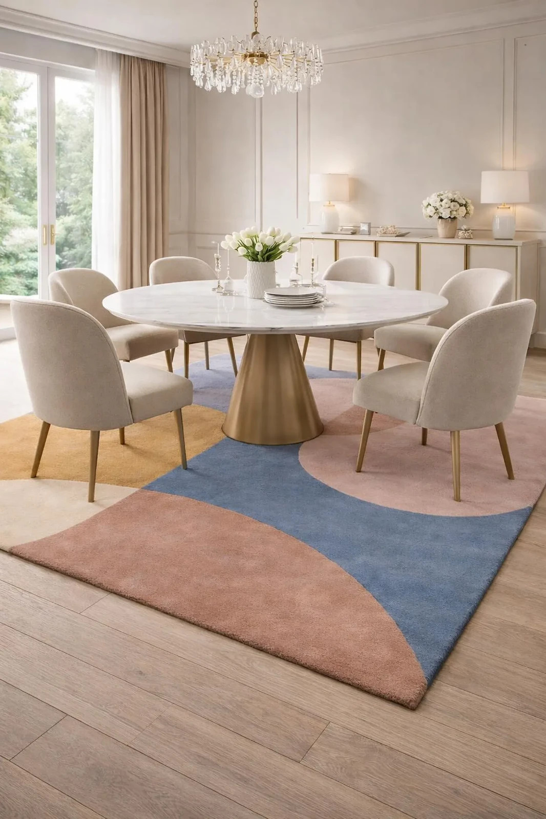Hand Tufted Wool Rug | Modern Abstract Design, Custom Size Multicolor Area Rug.