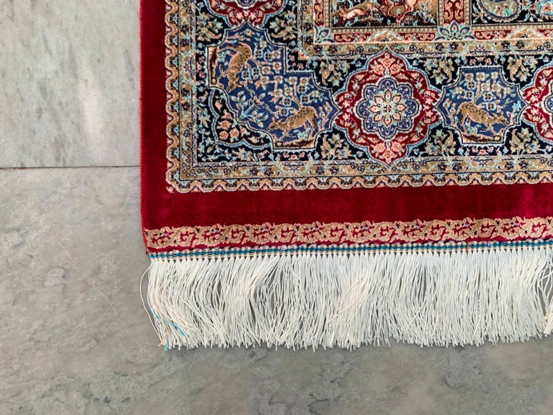 3×5 ft Turkish Silky Rug Traditional Wall Hanging Rug Floral Silk Tapestry Rug