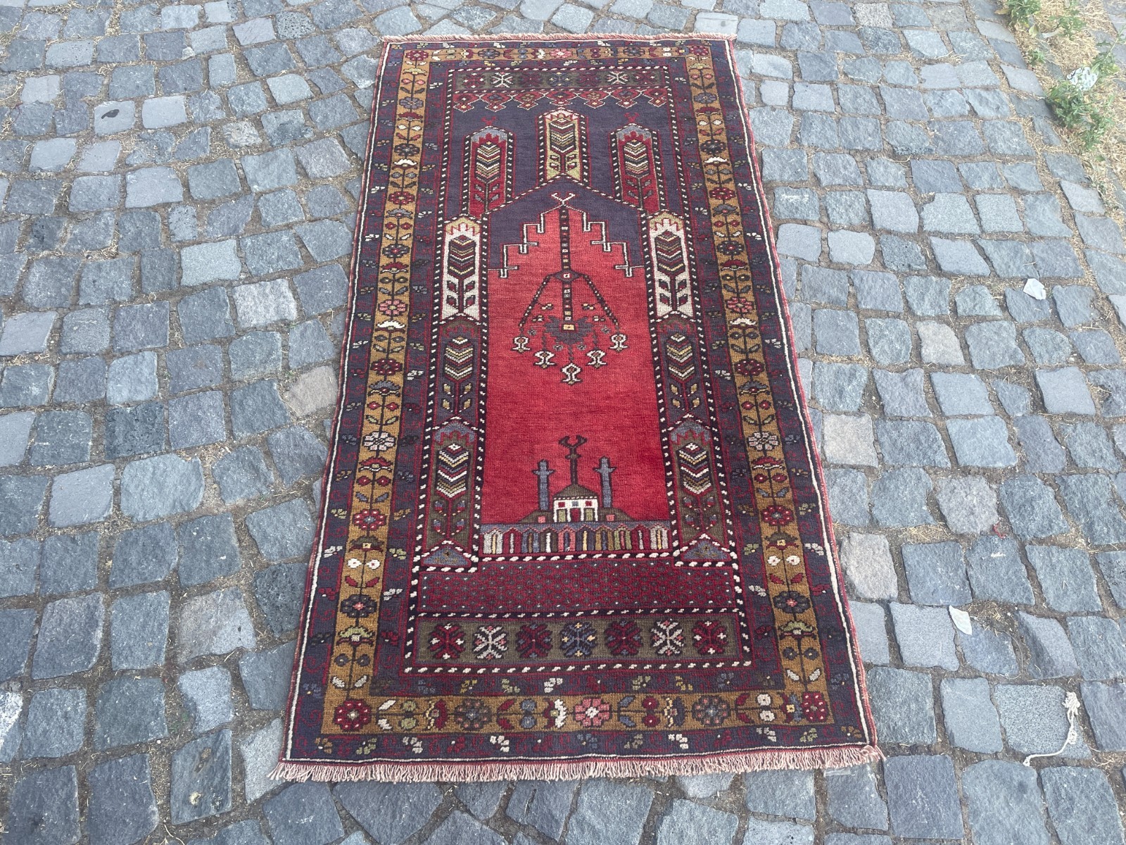 Bohemian Area Rug Handmade Wool Rug Turkish Vintage Traditional Rug 2,8 x 5,5 ft