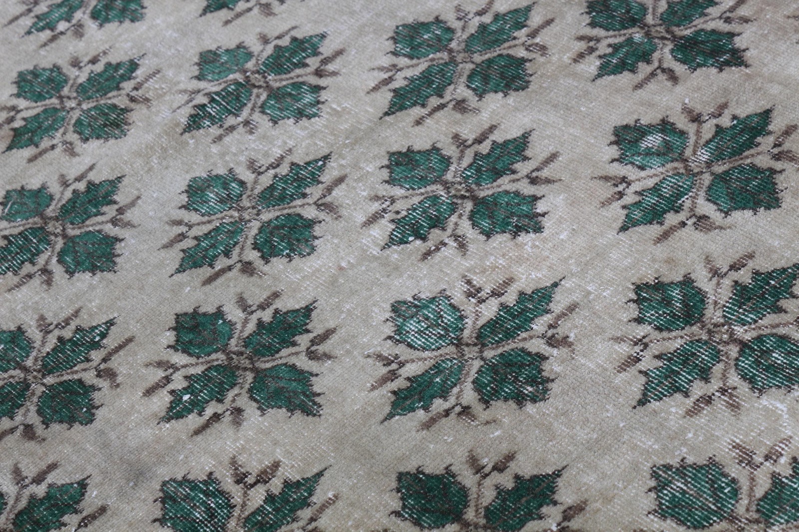 Vintage Turkish Rug, 3,7×6,6 ft Rug, Green Brown Oriental Wool Rug