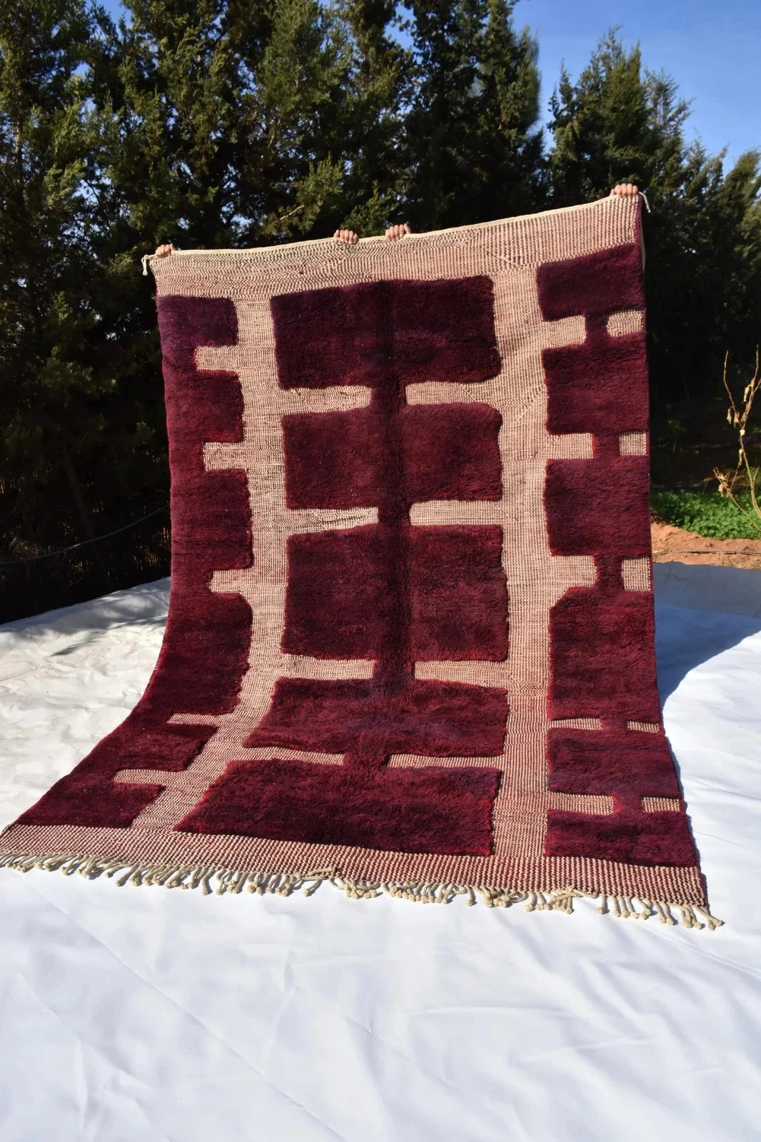 Moroccan Wool Rug Carpet Luxury Berber Design Handmade Color Ourain Beni Area