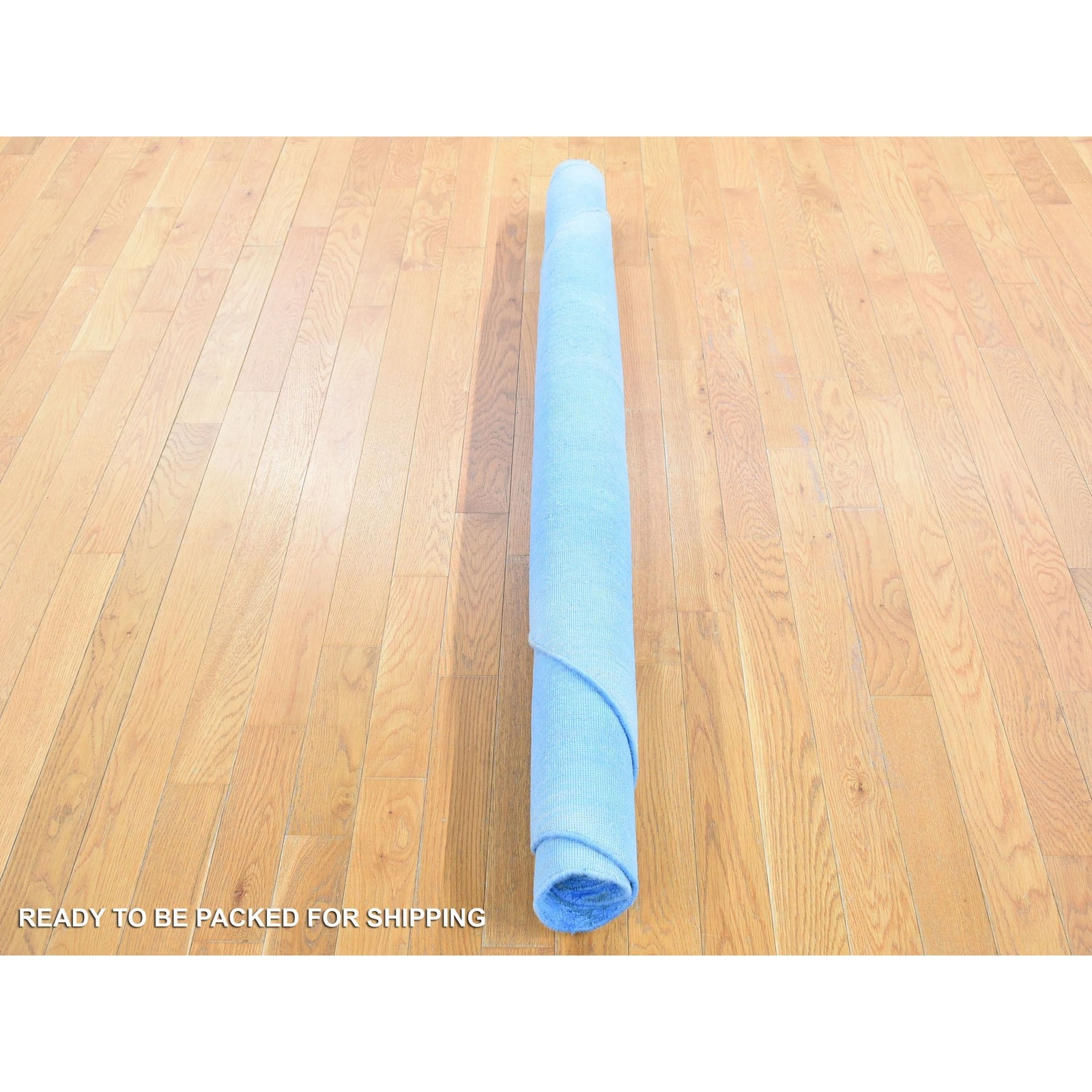 6’1″x6’1″ Blue Overdyed Stripe Design Wool Hand Knotted Round Rug R80523