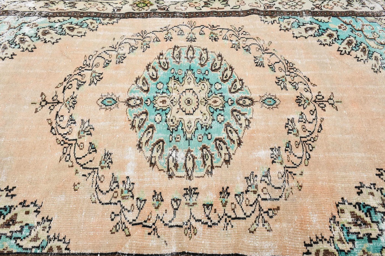 5,9×8,9 ft Vintage Rug, Turkish Large Rug, Blue Animal Print Wool Rug