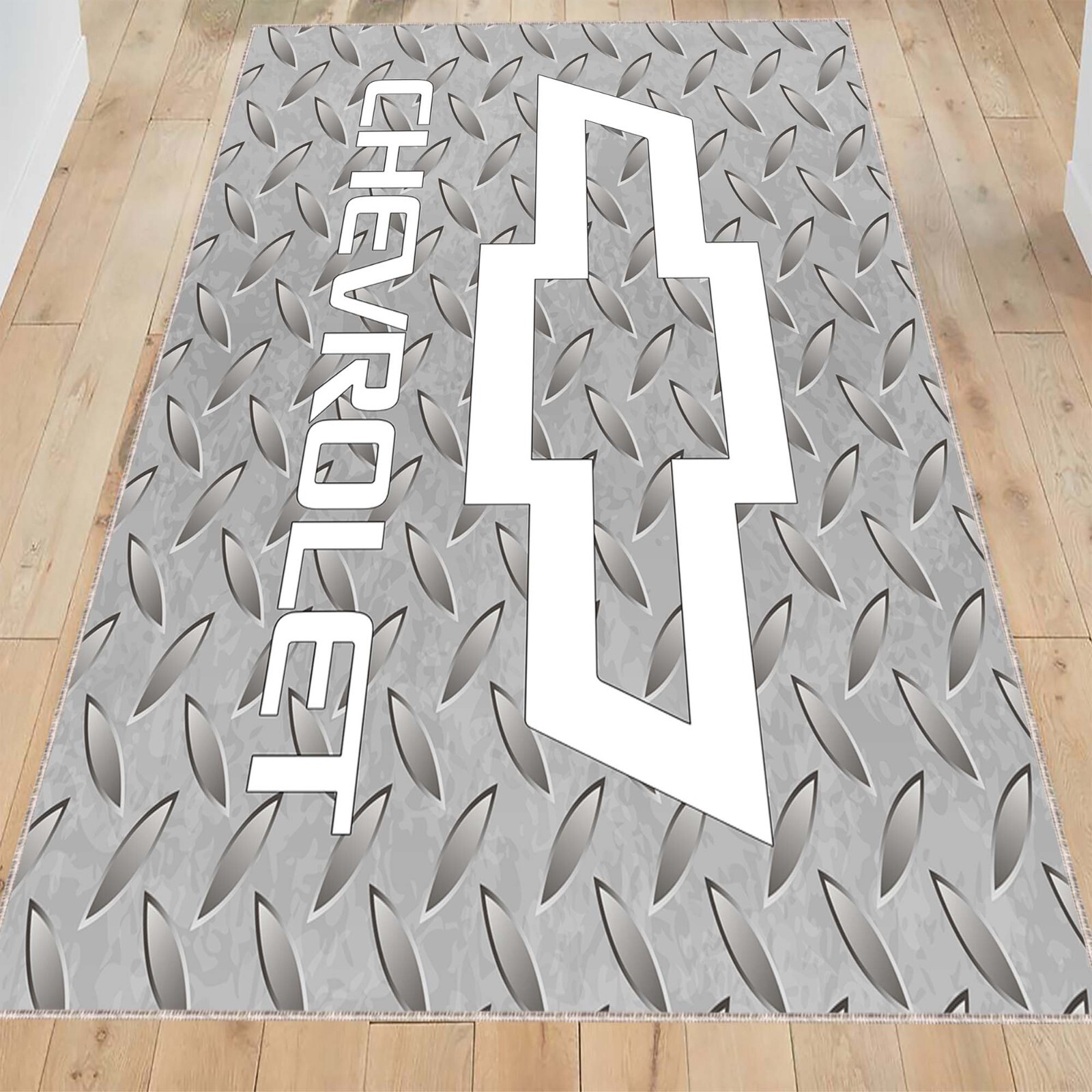 Chevrolet Garage Rug, Chevy Logo Floor Mat, Industrial Style Rug, Pickup Truck